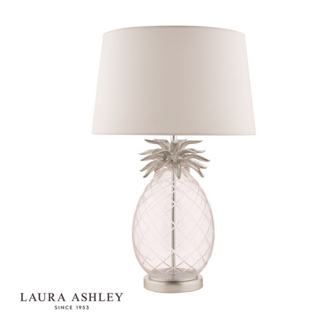 Laura Ashley Pineapple Table Lamp Clear Cut Glass & Polished Chrome With Shade