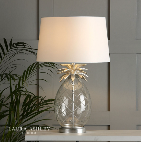 Laura Ashley Pineapple Table Lamp Clear Cut Glass & Polished Chrome With Shade