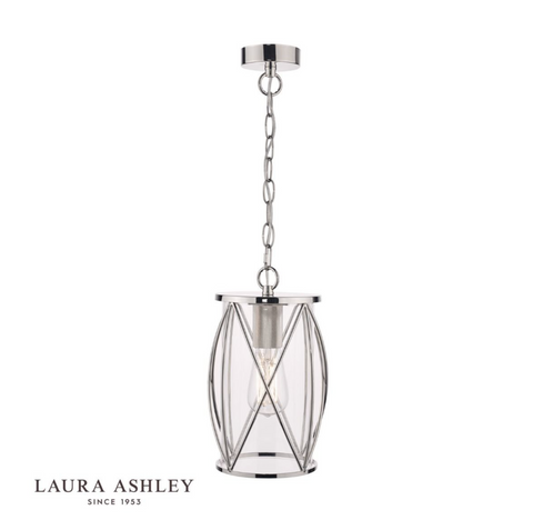 Laura Ashley Beckworth Lantern Polished Nickel Glass