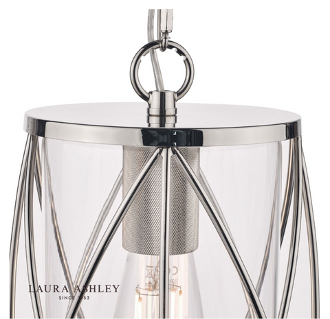 Laura Ashley Beckworth Lantern Polished Nickel Glass