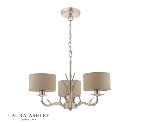 Laura Ashley Mulroy 3lt Antler Chandelier Champagne With Shades