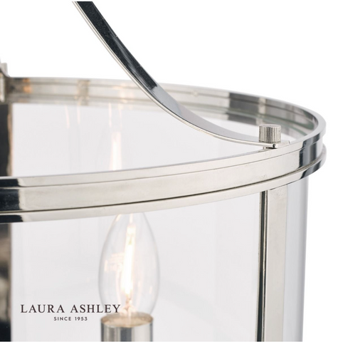 Laura Ashley Harrington 3lt Pendant Polished Nickel Glass