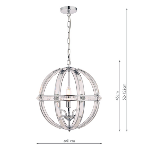 Laura Ashley Aidan Glass & Polished Chrome 3 Light Globe Chandelier