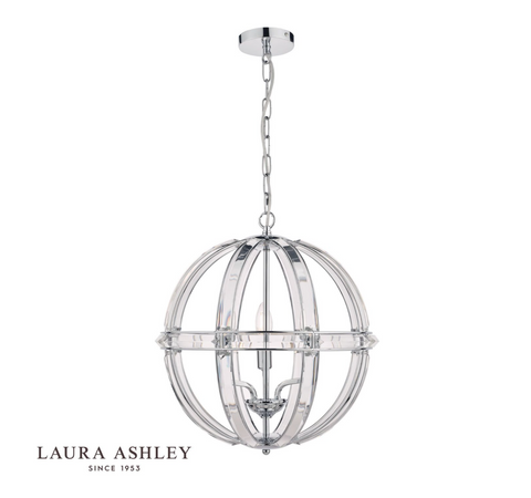 Laura Ashley Aidan 5lt Pendant Glass & Polished Chrome