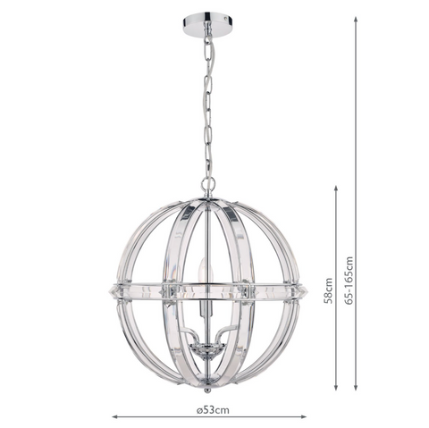 Laura Ashley Aidan 5lt Pendant Glass & Polished Chrome