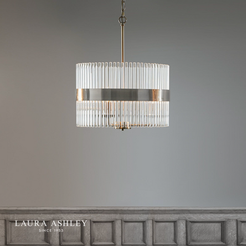 Laura Ashley Alexa 3lt Pendant Polished Nickel Glass Rods