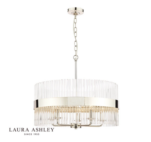 Laura Ashley Alexa 5lt Pendant Polished Nickel Glass Rods