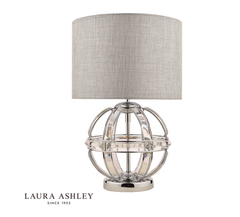 Laura Ashley Aidan Glass & Polished Chrome Globe Table Lamp with Shade