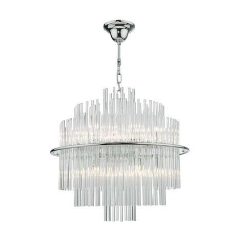 Lukas 13 Light Pendant - Polished Chrome Glass