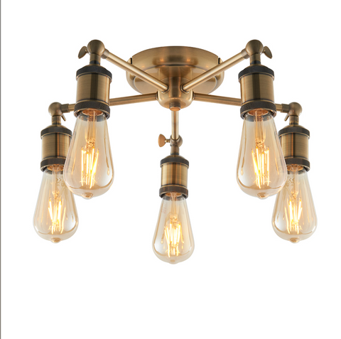 Hal 5lt Semi-Flush Antique Brass