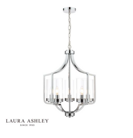 Laura Ashley Joseph 5lt Chandelier Polished Chrome Glass