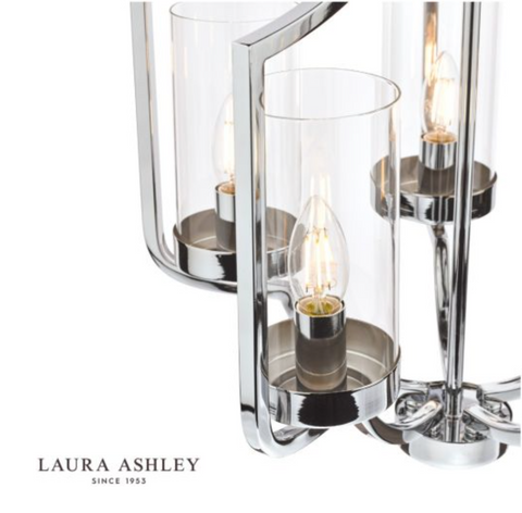 Laura Ashley Joseph 5lt Chandelier Polished Chrome Glass