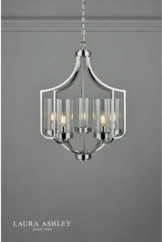 Laura Ashley Joseph 5lt Chandelier Polished Chrome Glass