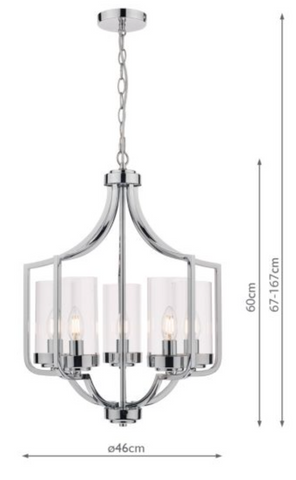 Laura Ashley Joseph 5lt Chandelier Polished Chrome Glass