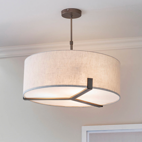 Hayfield 3lt Pendant Bronze with Linen Shade