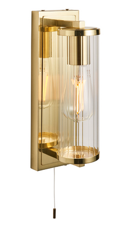 Cylinder brushed gold wall light IP44