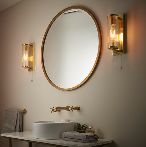 Cylinder brushed gold wall light IP44