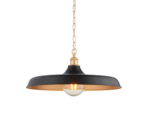 Matt black and satin gold mid century pendant