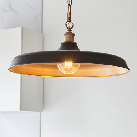 Matt black and satin gold mid century pendant