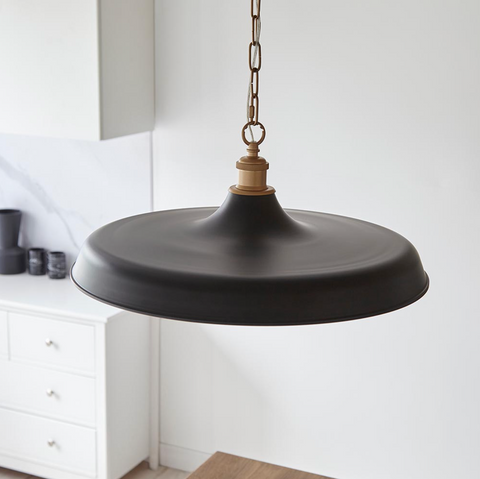 Matt black and satin gold mid century pendant