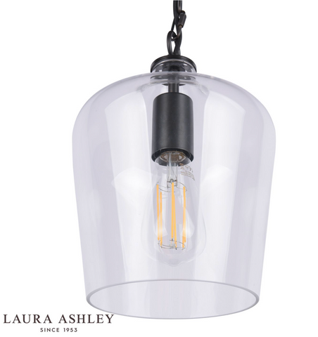 Laura Ashley Ockley Bottle Pendant Glass & Matt Black