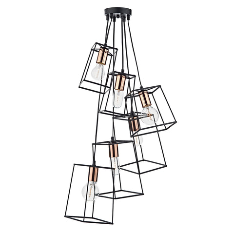 Tower 6 Light Cluster Pendant - Black