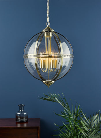 Vanessa 5 Light Lantern - Antique Brass