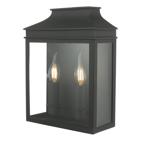 Vapour 2Lt Coach Lantern Wall Light - Black