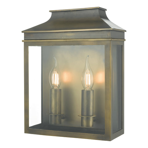 Vapour 2Lt Coach Lantern Wall - Weathered Brass