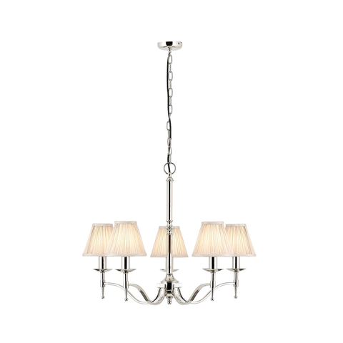 Stanford Nickel 5lt Pendant & Beige Shades