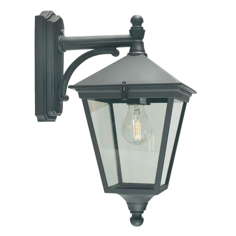 Turin 1 Light Down Wall Lantern – Black