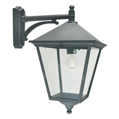 Turin 1 Light Grande Down Wall Lantern – Black