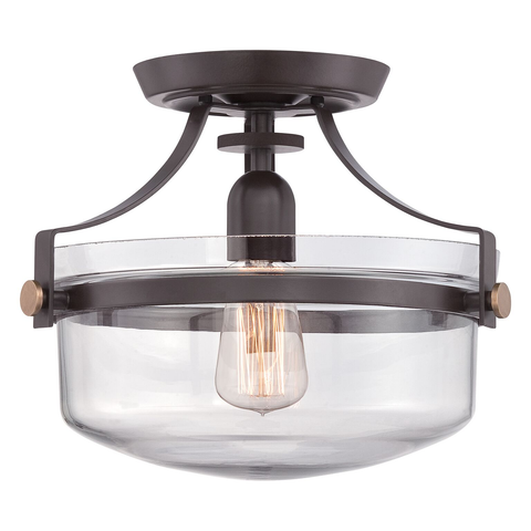 Penn Station 1 Light Semi Flush – Western Bronze