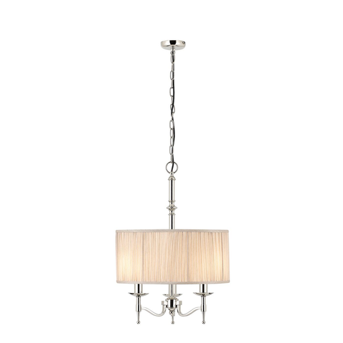 Stanford Nickel 3lt Pendant & Beige Shade