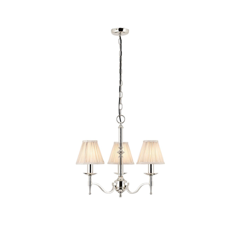 Stanford Nickel 3lt Pendant & Beige Shades